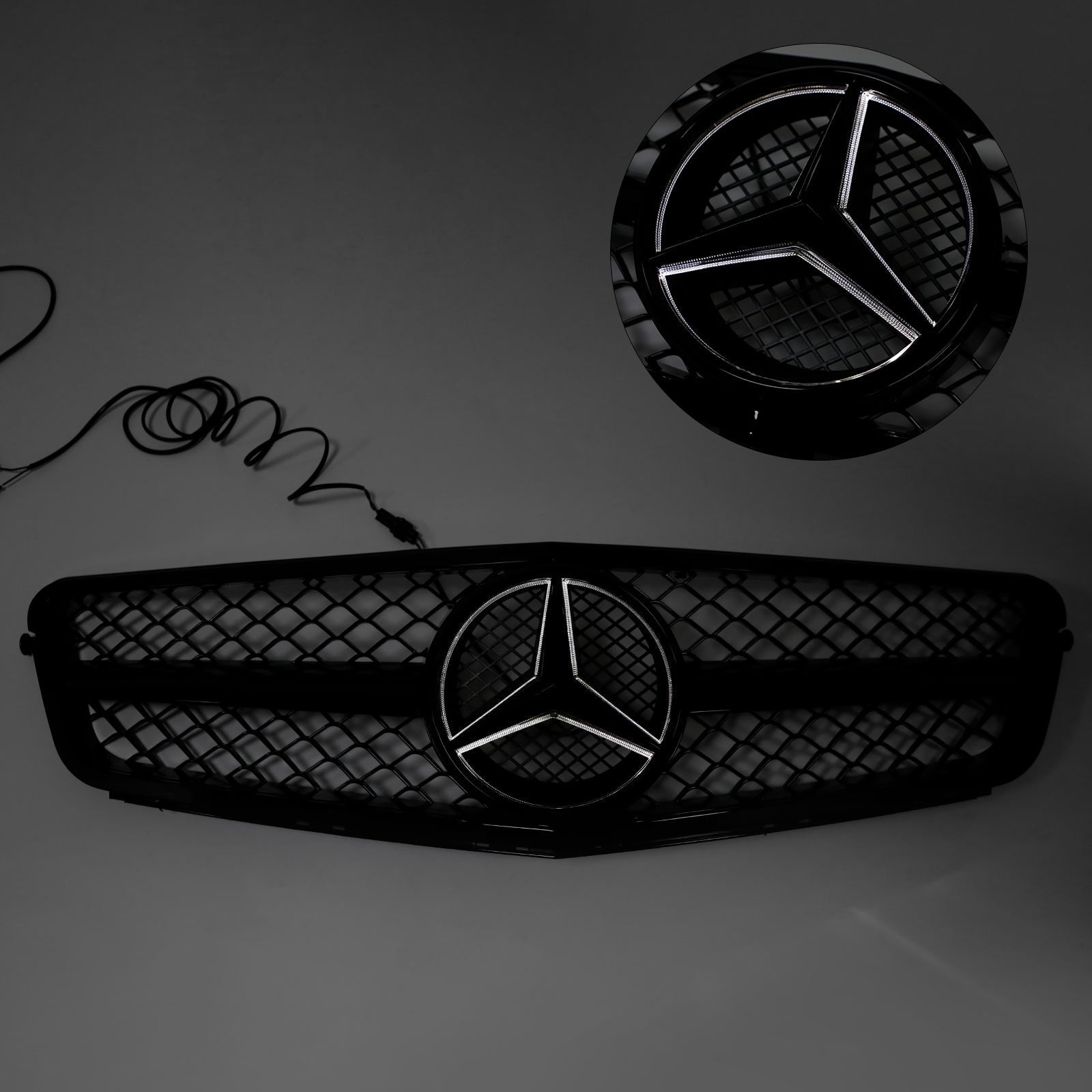 Grille de pare-chocs avant avec LED de style AMG pour Mercedes Benz W204 Classe C C200 C250 C300 C350 2008-2014