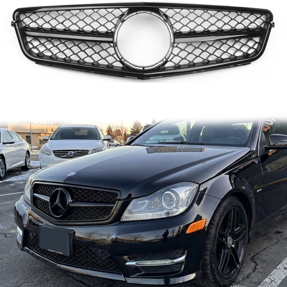 Mercedes Benz 2008-2014 C-klass W204 Främre stötfångargrillbyte Svart kromgrill