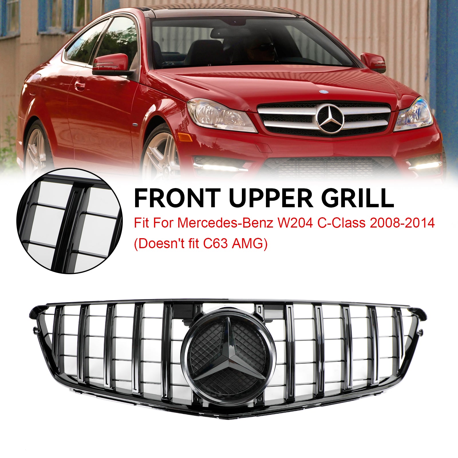 2008-2014 Mercedes Benz W204 C-Class C250 C300 C350 Front Bumper Grill GT Style Grille