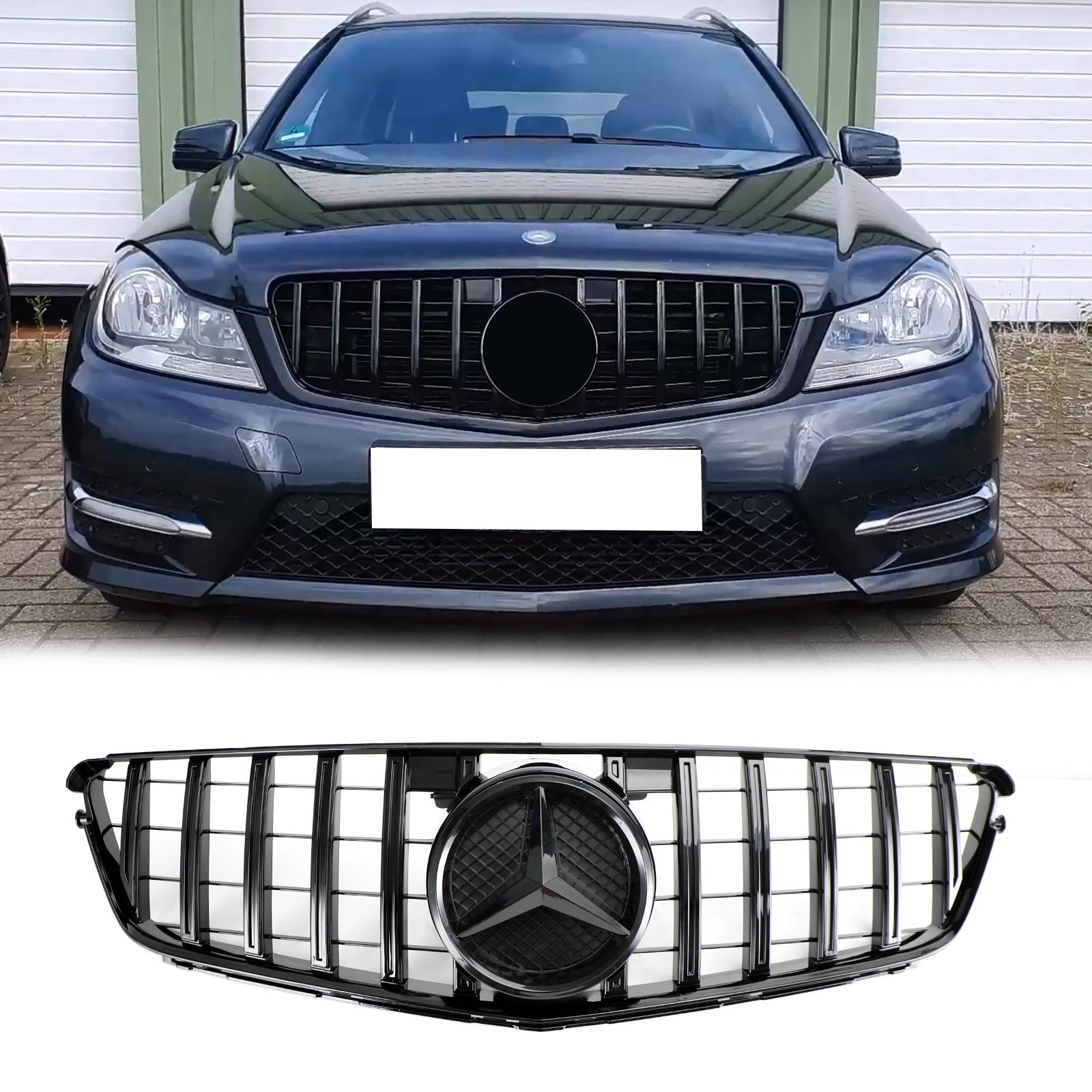 Grille de pare-chocs avant noire de remplacement pour Mercedes Benz Classe C W204 C250 C300 C350 2008-2014