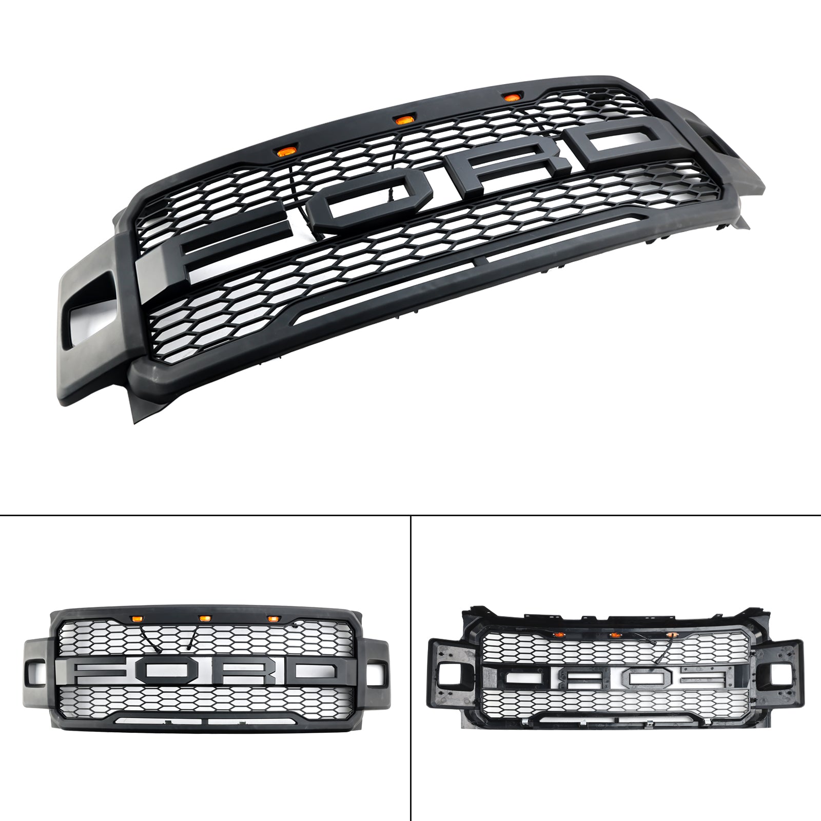 Grille de pare-chocs avant de style Raptor Super Duty Ford F250 F350 F450 F550 2017-2019 Grille noire mate