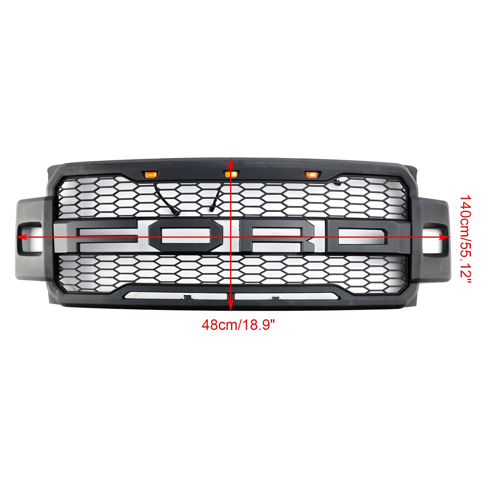 Grille de pare-chocs avant de style Raptor Super Duty Ford F250 F350 F450 F550 2017-2019 Grille noire mate - 0