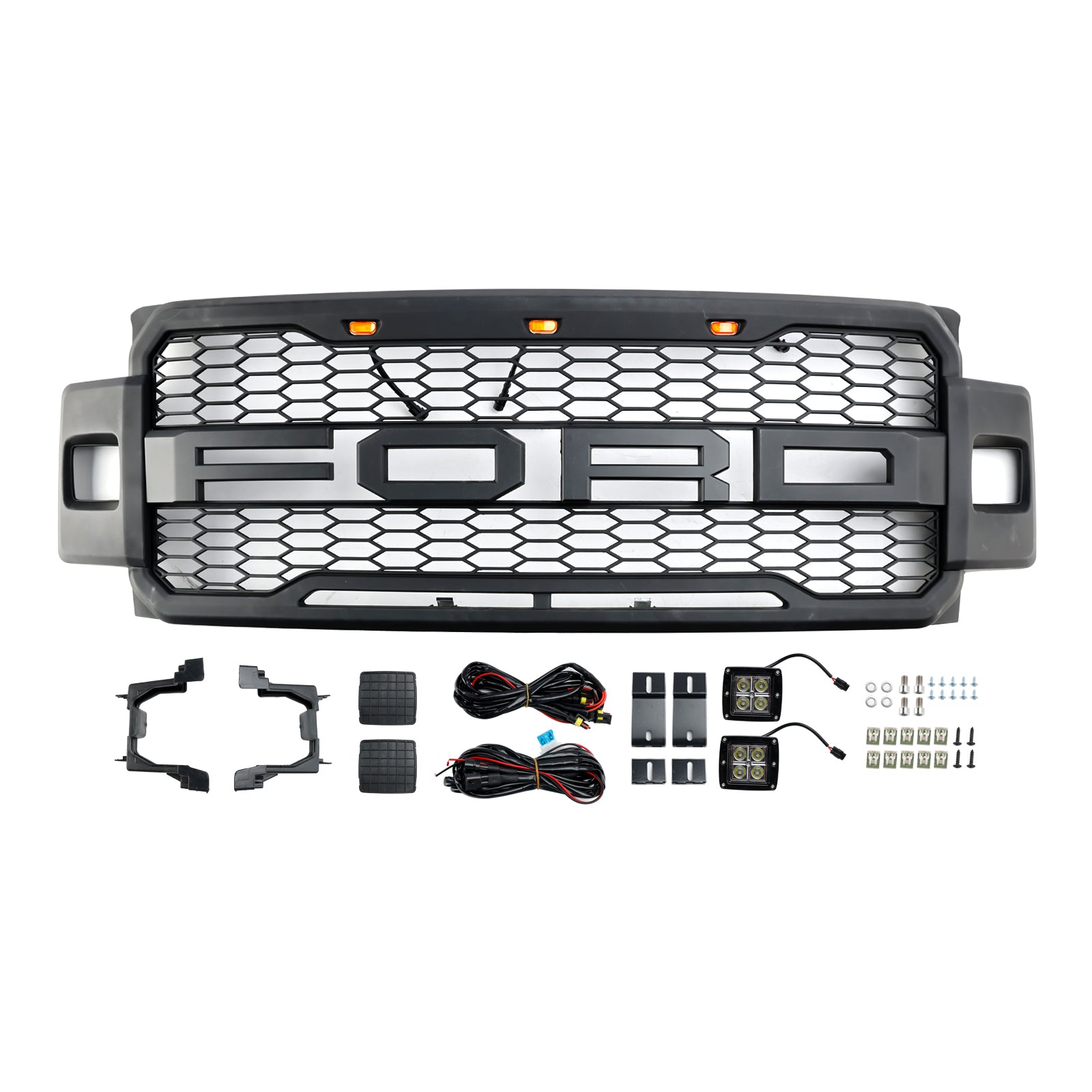 Grille de pare-chocs avant de style Raptor Super Duty Ford F250 F350 F450 F550 2017-2019 Grille noire mate