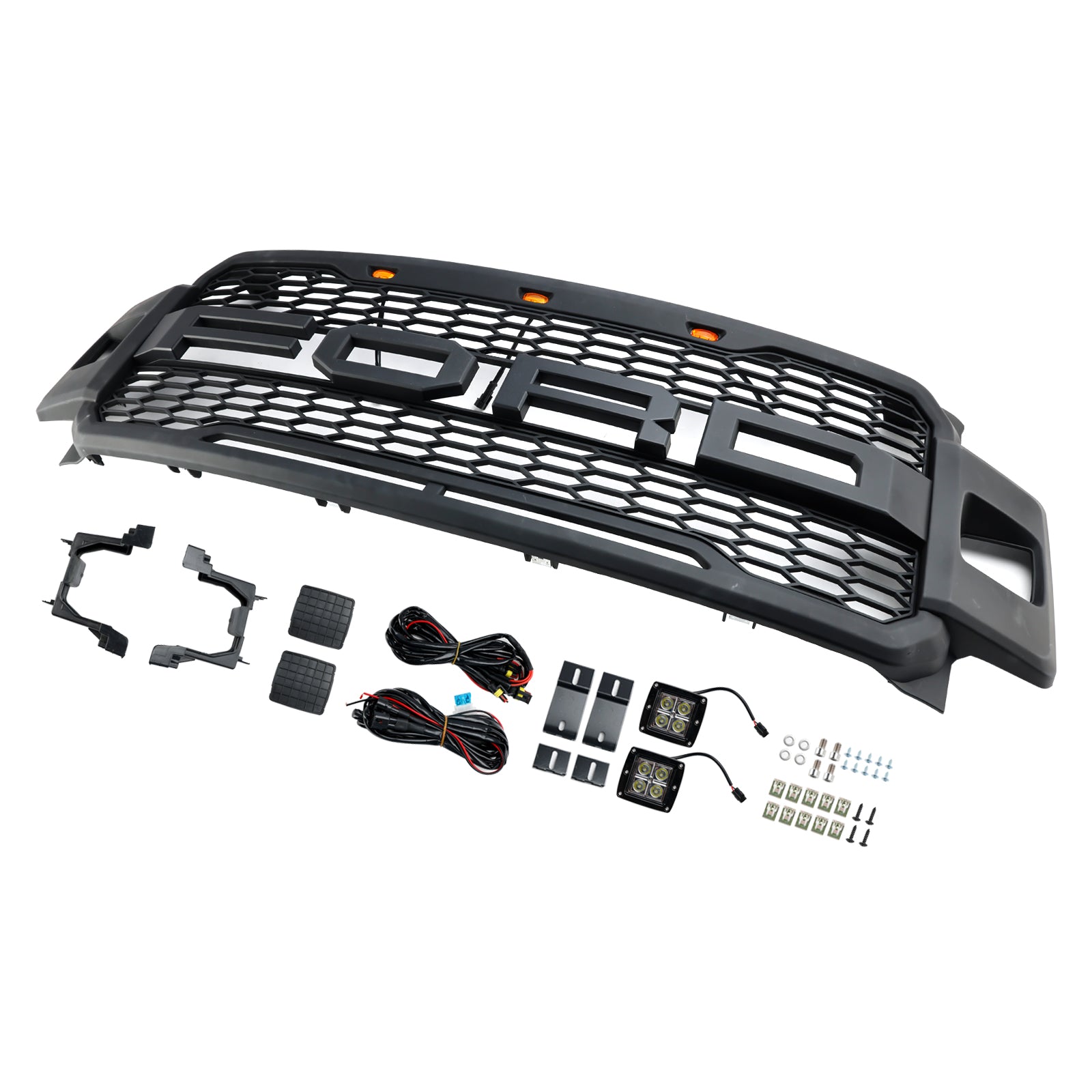 Parrilla de parachoques delantero estilo Raptor para Ford F250 F350 F450 F550 Super Duty 2017-2019, color negro mate