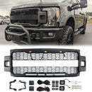 2017-2019 ford f250 f350 f450 f550 super duty raptor estilo amortecedor dianteiro grade preta fosca com letra ford-3