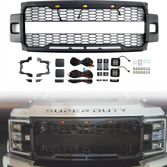 2017-2019 ford f250 f350 f450 f550 super duty raptor estilo amortecedor dianteiro grade preta fosca com letra ford