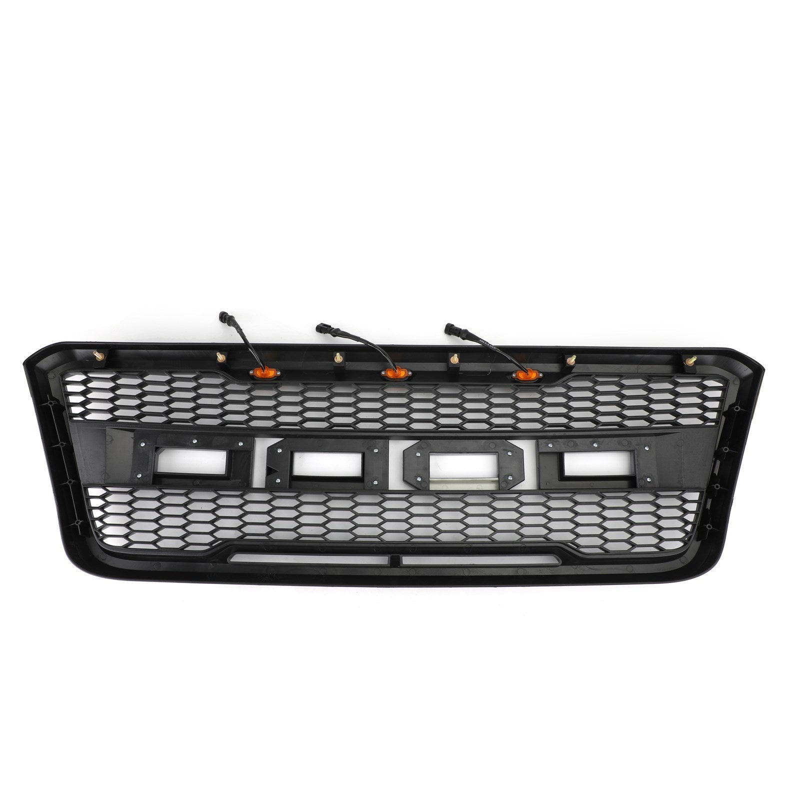 2004-2008 Ford F150 XLT/Lariat/FX4/King Ranch Front Mesh Hood Grill Gray Black Raptor Style Grille W/ LED