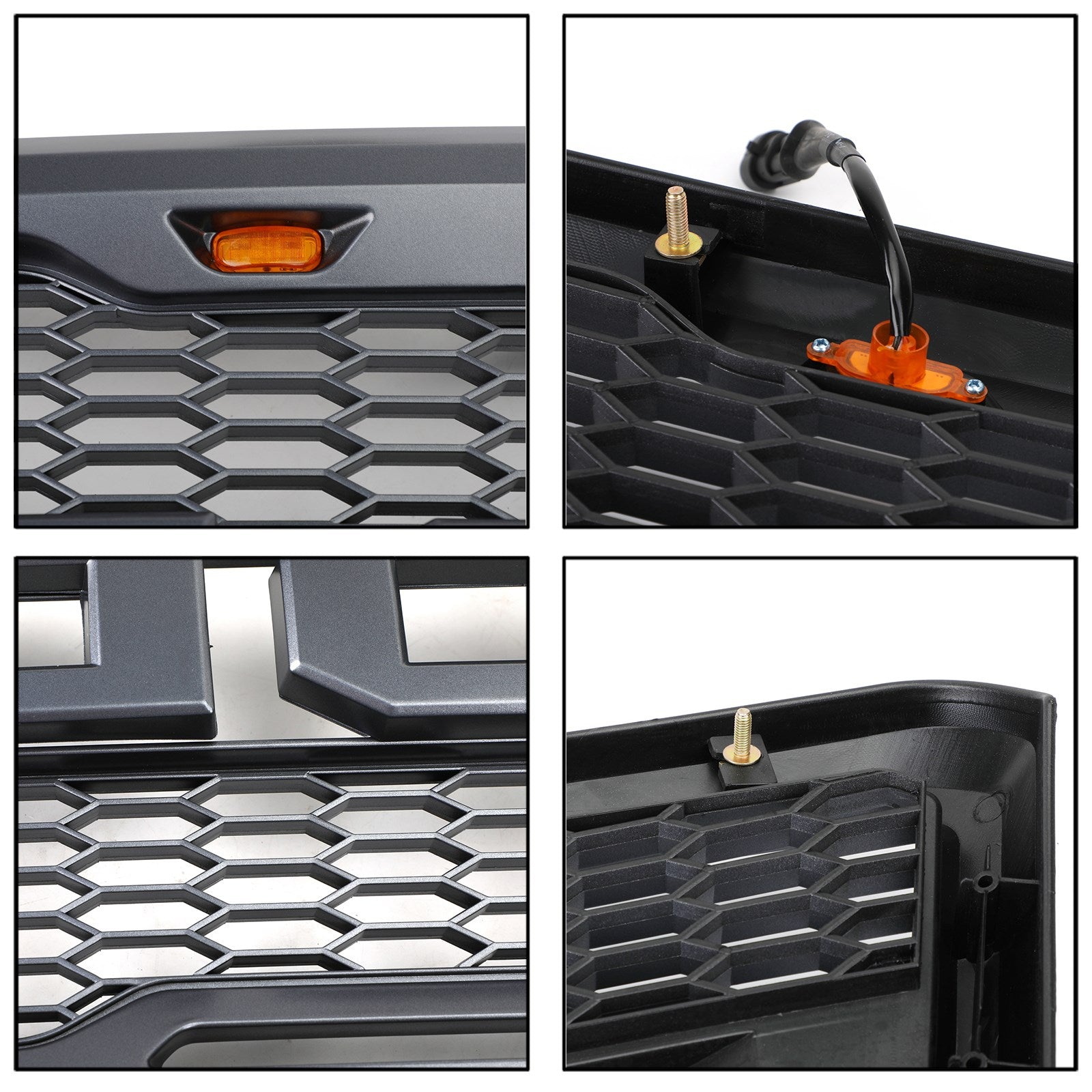 Parrilla delantera de malla estilo Raptor gris y negro con LED para Ford F150 XLT/Lariat/FX4/King Ranch 2004-2008