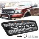 2004-2008 Ford F150 Raptor Front Grill Bovenbumper Honingraat Zwarte Grille Met LED & Brief-3