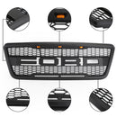 2004-2008 Ford F150 Raptor Front Grill Bovenbumper Honingraat Zwarte Grille Met LED & Brief-5