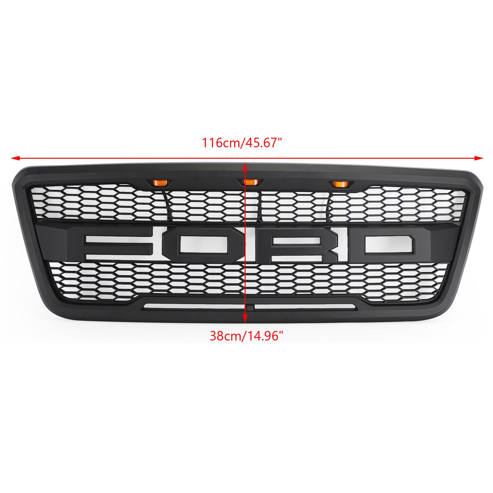 2004-2008 Ford F150 Raptor Front Grill Upper Bumber Honeycomb Black Grille With LED & Letter - 0
