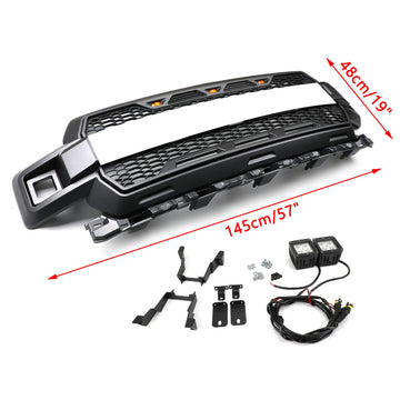 Raptor Grille For Ford F150 2018-2020 Front Bumper Replacement Black Grille W/ LED & FORD Letter - 0