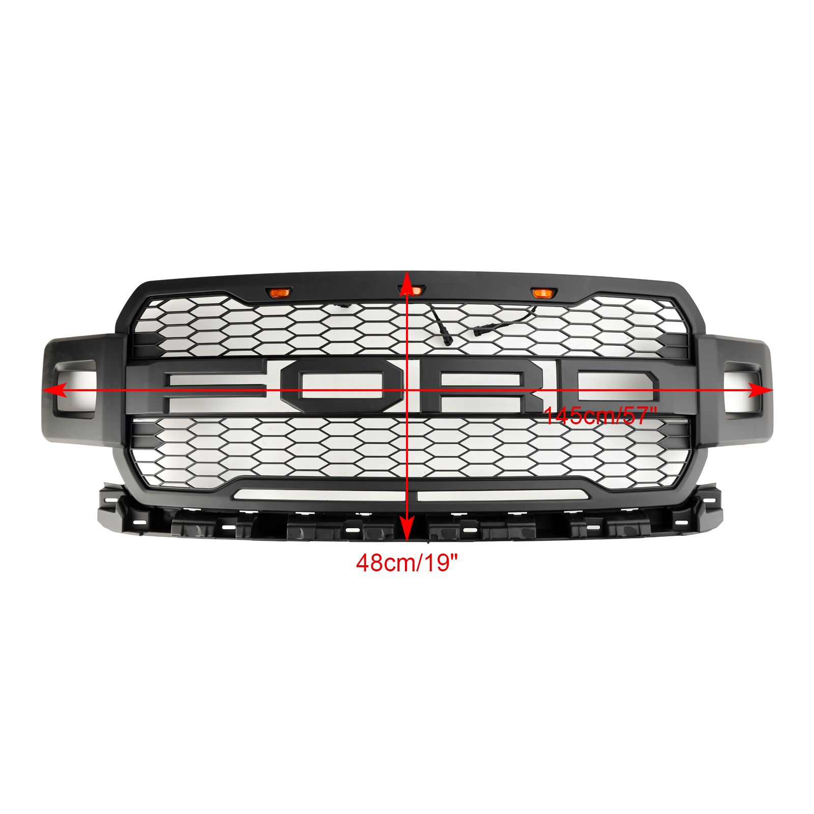 Grille de pare-chocs avant de remplacement de style Ford F-150 Raptor 2018-2020 Grille noire avec LED