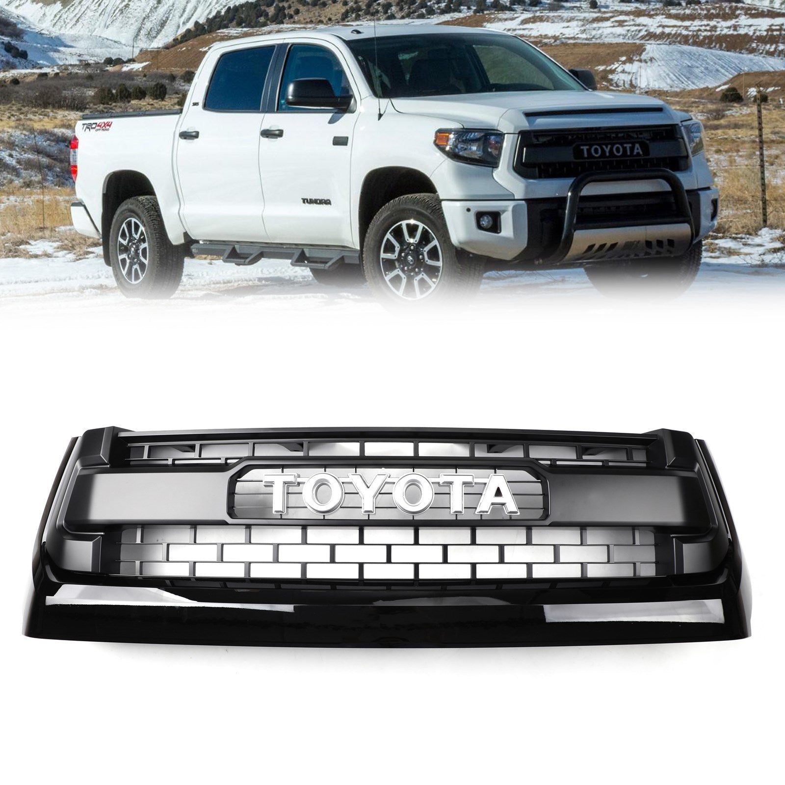 Toyota Tundra 2014-2018 TRD PRO Grill Front Bumper Matte Black Grille With Letter