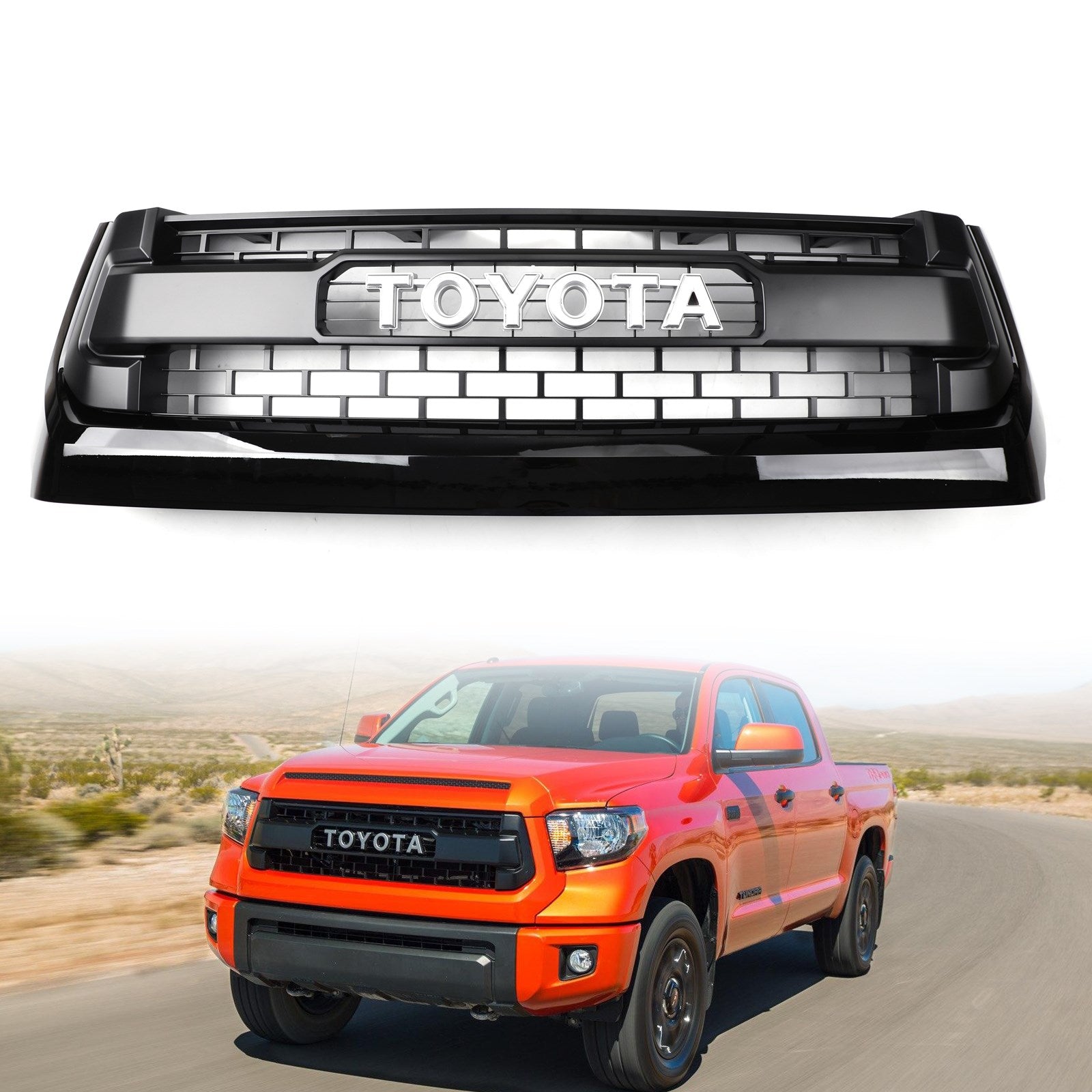 2014-2018 Toyota Tundra TRD PRO Style Honeycomb Grill Replacement Black Grille