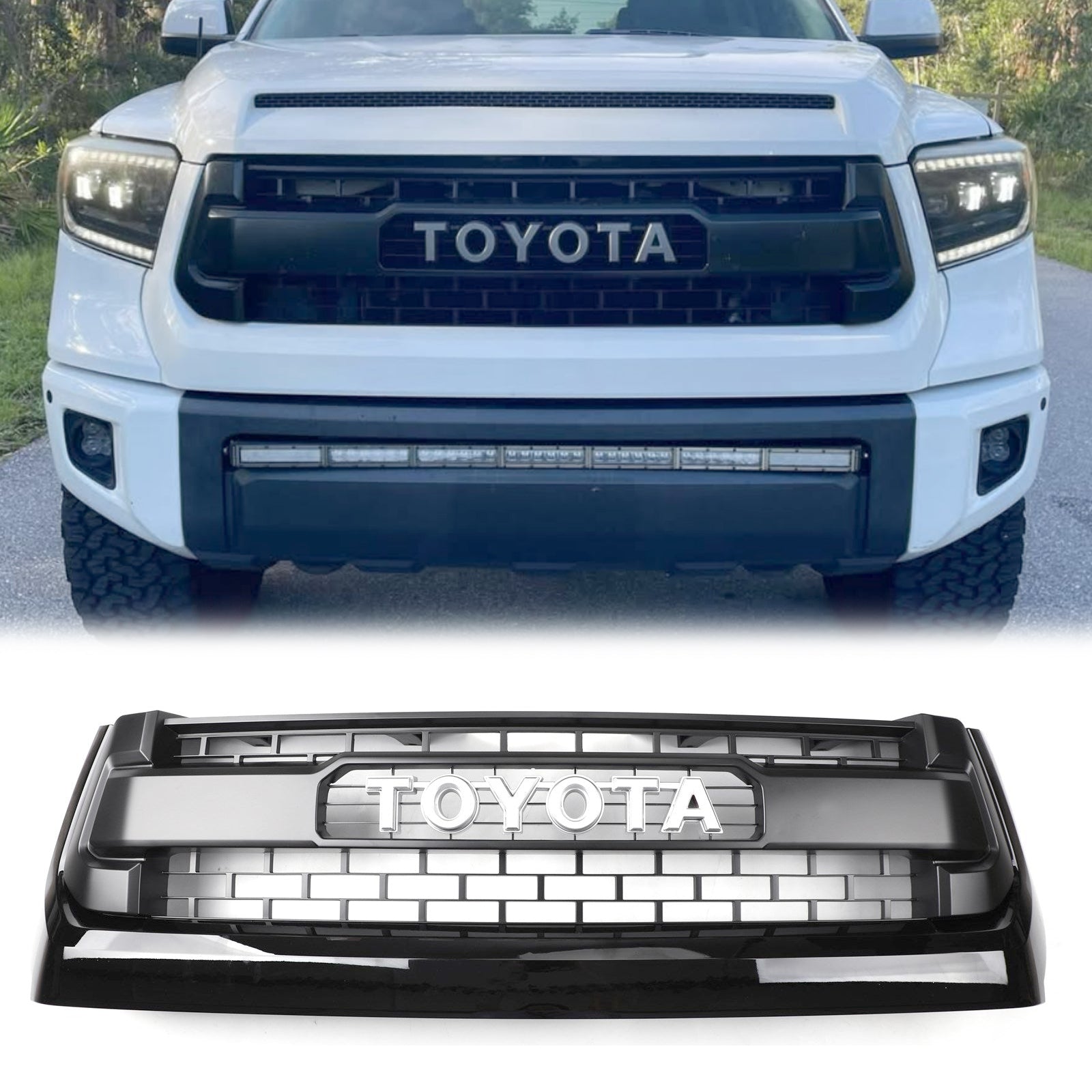 TRD PRO Style | Toyota Tundra | 2014 2015 2016 2017 2018 | Black Front Grill | Replacement Honeycomb Grille + Letter