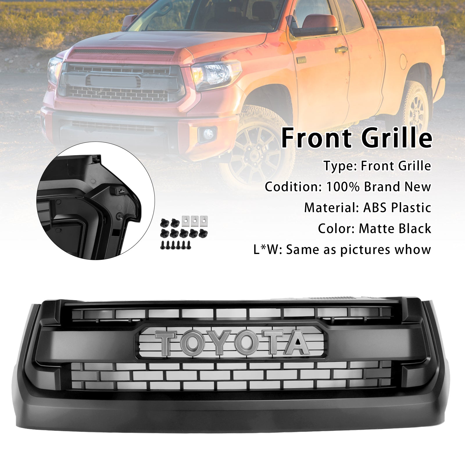 2014-2018 Toyota Tacoma Trd Pro Style Gitter vorderen Stoßfänger Matte Black Grill