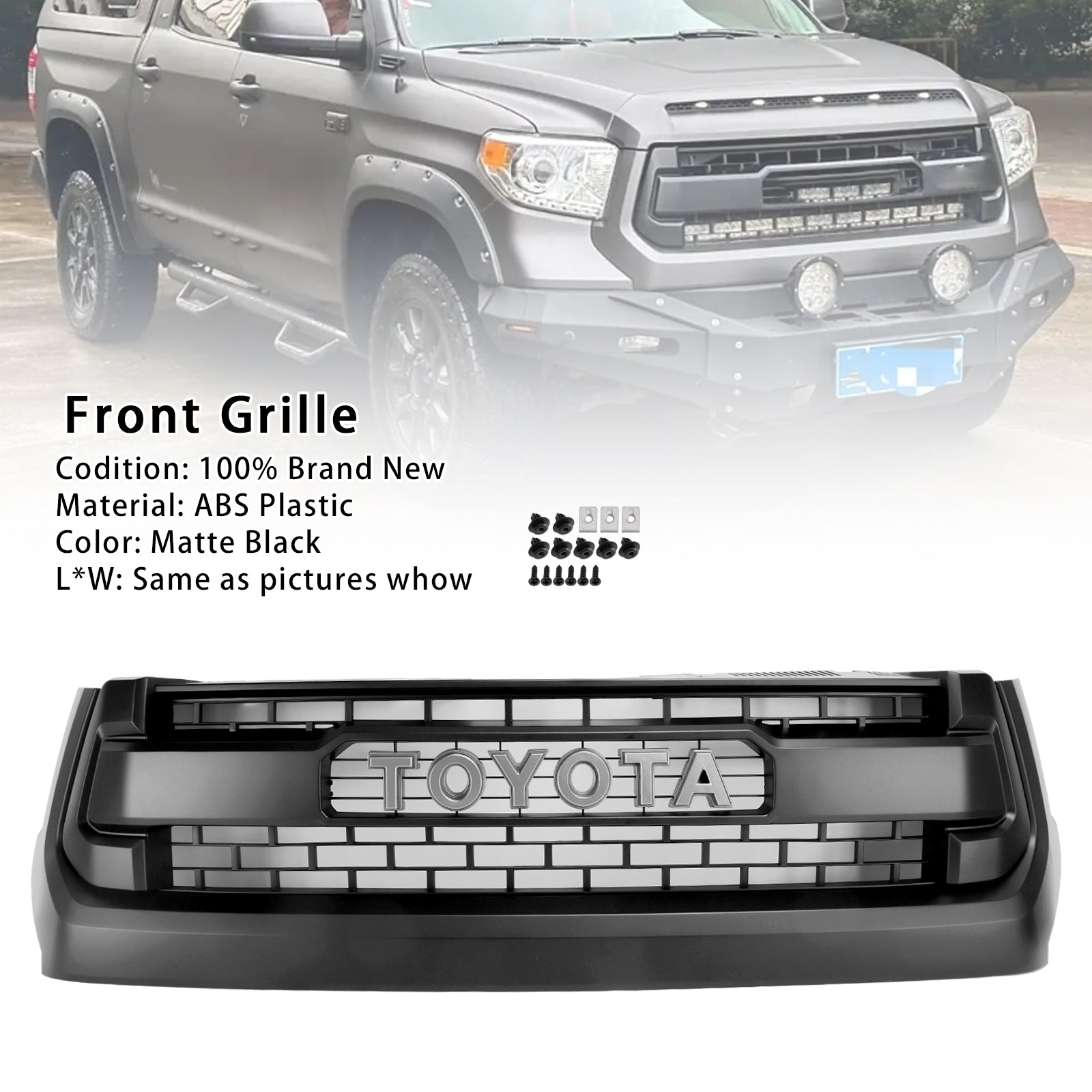 2014-2018 Toyota Tacoma Trd Pro Style Gitter vorderen Stoßfänger Matte Black Grill
