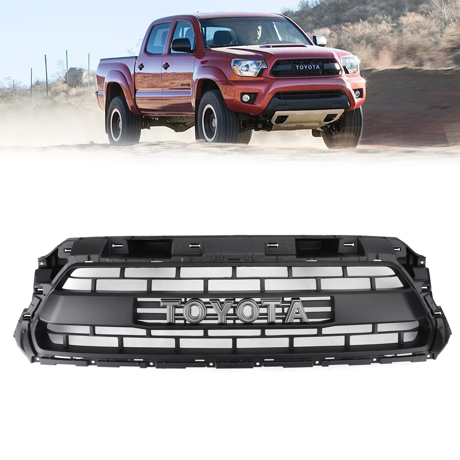 Grille de remplacement en nid d'abeille de style TRD PRO pour Toyota Tacoma 2012-2015, grille noire