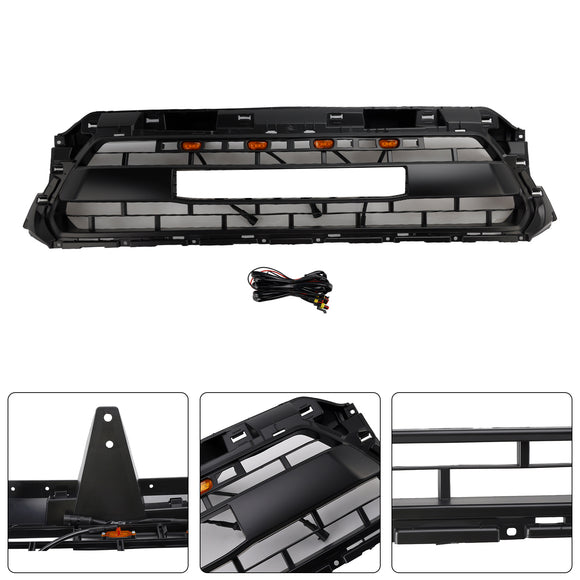 TRD PRO Grill For 2012-2015 Toyota Tacoma Front Bumper Replacement Black Grille W/ LED & TOYOTA Letter