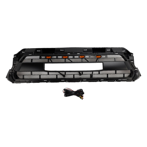 TRD PRO Grill For 2012-2015 Toyota Tacoma Front Bumper Replacement Black Grille W/ LED & TOYOTA Letter
