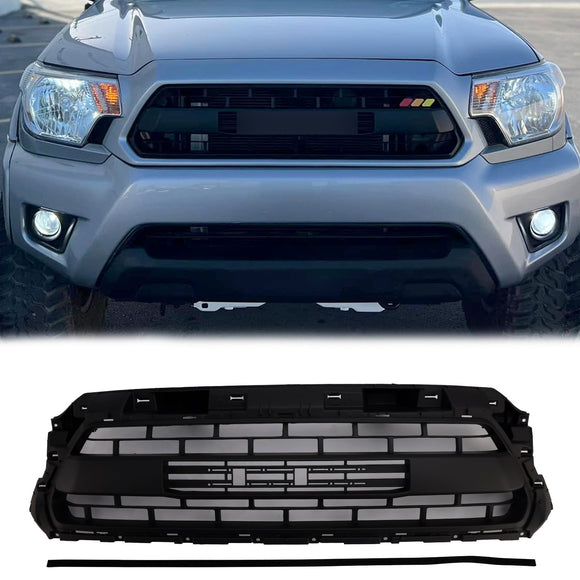 2012-2015 Toyota Tacoma TRD PRO Style Mesh Grill Replacement Black Grille With TOYOTA Letter