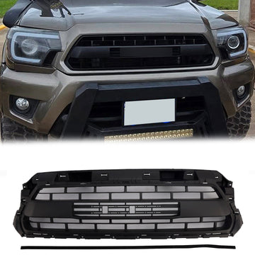 2012-2015 Toyota Tacoma TRD PRO Style Mesh Grill Replacement Black Grille With TOYOTA Letter - 0