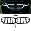 BMW 5 Series G30 G31 LCI 2020-2023 Front Bumper Black Grill Single Line Grille W/ C-Ring LED-1