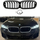 2021-2024 BMW 5-sarjan G30 G38 kaksoislamelli munuaissäleikkö etupuskurin vaihto kiiltävä musta säleikkö LED-nauhalla-2