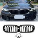 2021-2024 BMW 5-sarjan G30 G38 kaksoislamelli munuaissäleikkö etupuskurin vaihto kiiltävä musta säleikkö LED-nauhalla-3