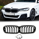 2021-2024 BMW 5-sarjan G30 G38 kaksoislamelli munuaissäleikkö etupuskurin vaihto kiiltävä musta säleikkö LED-nauhalla-1