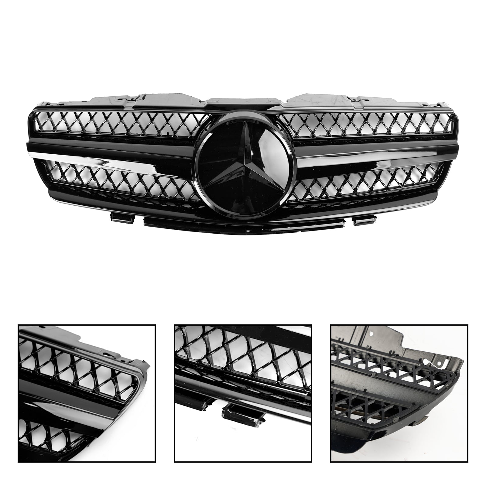 Mercedes Benz 2002-2006 R230 SL Class SL350/500/600/SL55/65 1 Fin Star AMG Grill black Chrome Grille