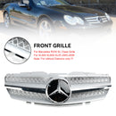 2002-2006 Mercedes Benz SL-Class R230 SL350/500/600/SL55/65 Front Bumper Upper Grill Silver Chrome Grille-3