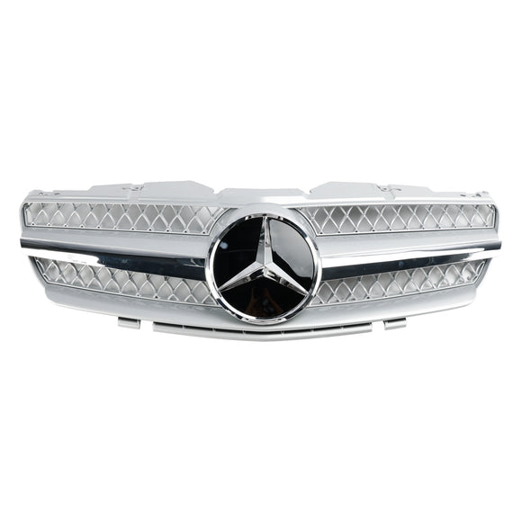 2002-2006 Mercedes Benz SL-Class R230 SL350/500/600/SL55/65 Front Bumper Upper Grill Silver Chrome Grille