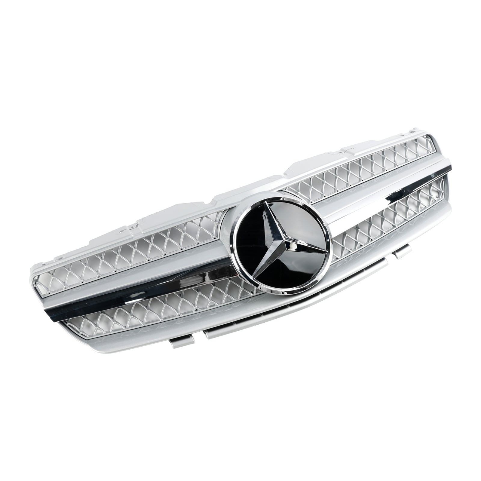 Grille supérieure de pare-chocs avant pour Mercedes Benz Classe SL R230 SL350/500/600/SL55/65 2002-2006 Grille chromée argentée