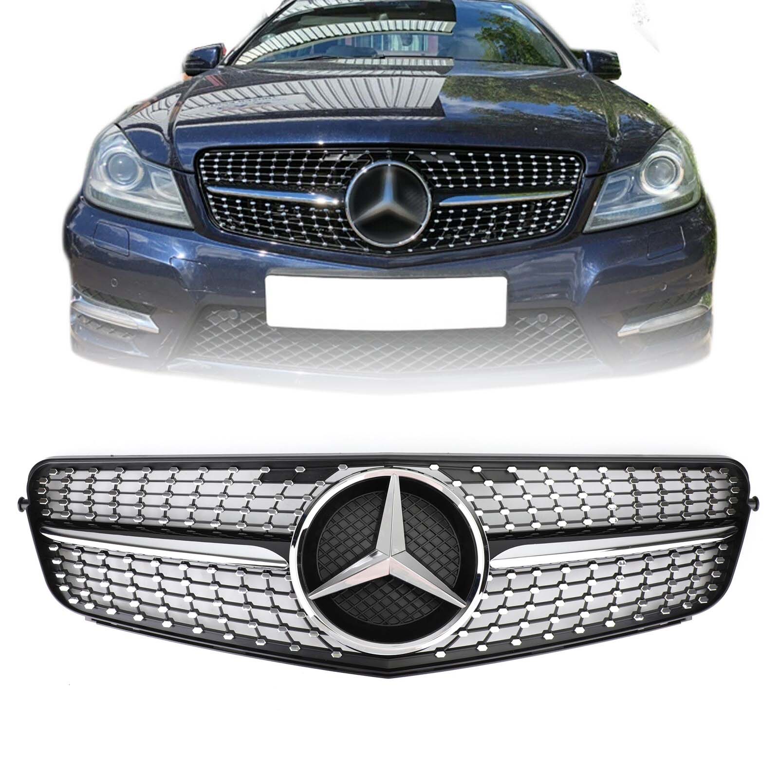 Parrilla delantera cromada en negro diamante Mercedes Benz Clase C W204 C200 C230 C250 C300 C350 2008-2014