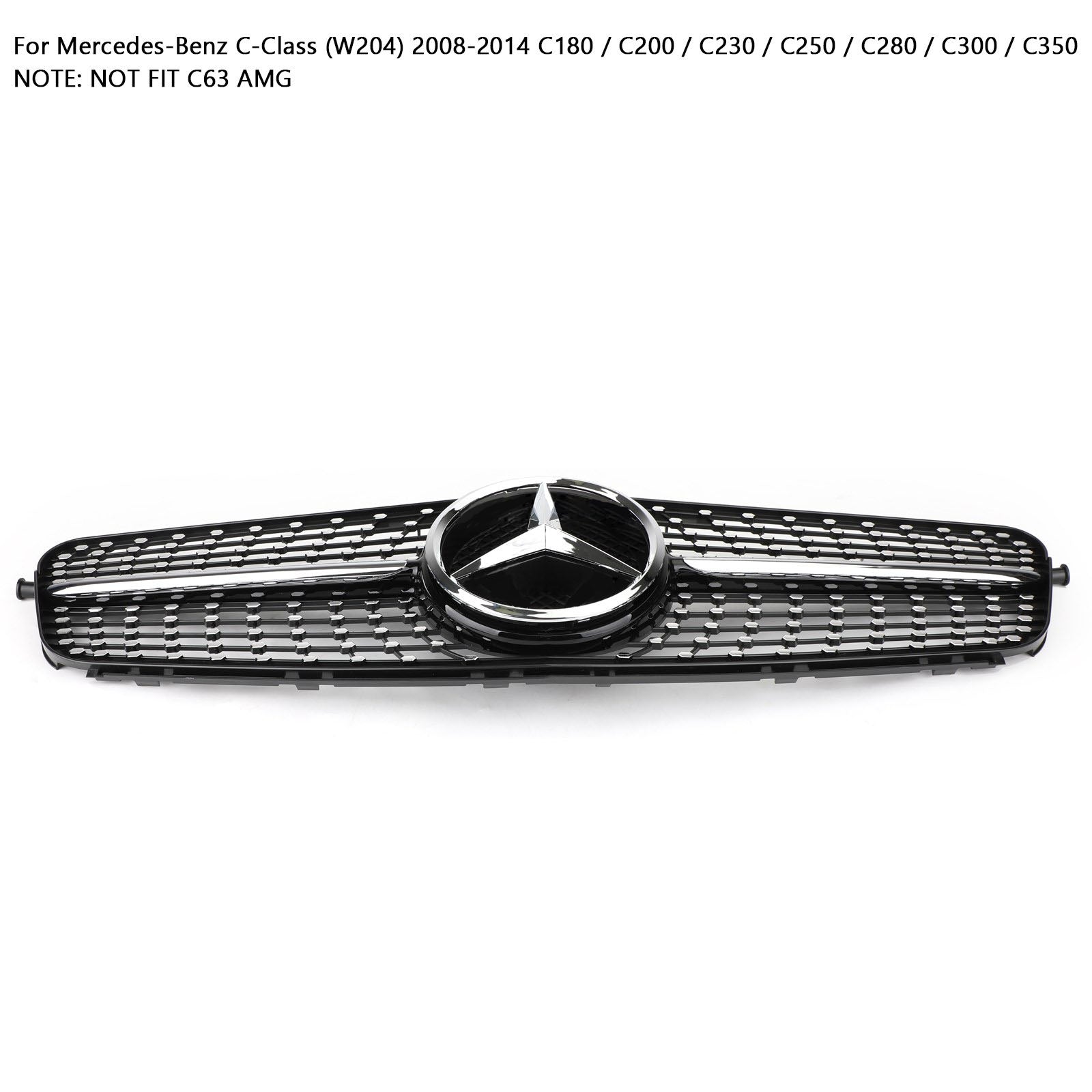 Grille de calandre avant chromée noire diamantée Mercedes Benz Classe C W204 C200 C230 C250 C300 C350 2008-2014