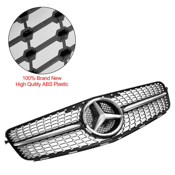 Mercedes Benz Clase C W204 Parrilla delantera Diamond 2008-2014, parrilla cromada de repuesto con emblema de estrella LED