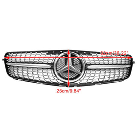 Mercedes-Benz 2008-2014 W204 Parrilla delantera con emblema LED y rejilla de diamante para parachoques Clase C C300 C350 - 0