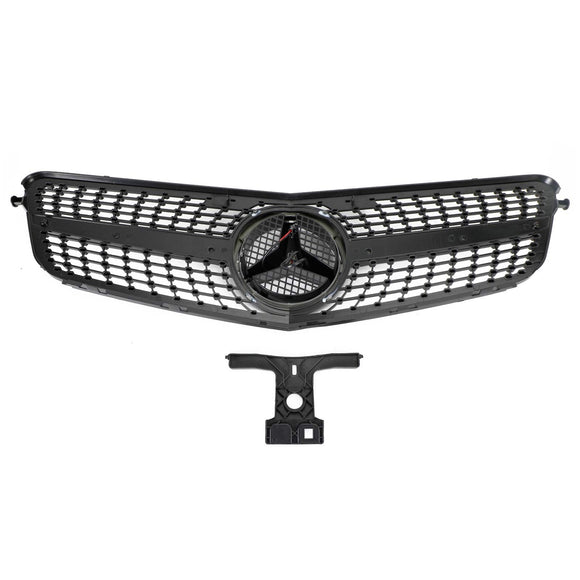 Mercedes Benz Clase C W204 Parrilla delantera Diamond 2008-2014, parrilla cromada de repuesto con emblema de estrella LED