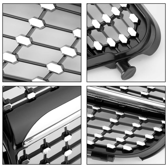 Mercedes Benz Clase C W204 Parrilla delantera Diamond 2008-2014, parrilla cromada de repuesto con emblema de estrella LED