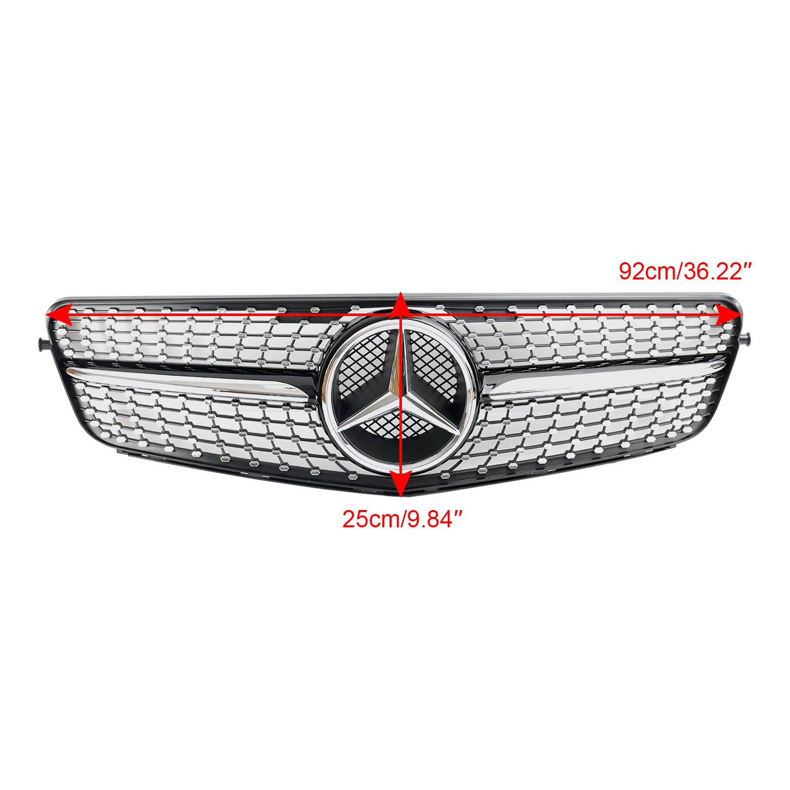 Grille avant diamantée chromée pour Mercedes-Benz Classe C W204 2008-2014, remplacement de la grille de pare-chocs.