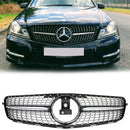 2008-2014 Mercedes Benz C-Class W204 Diamond Style Grille Black Chrome Front Bumper Grill-1