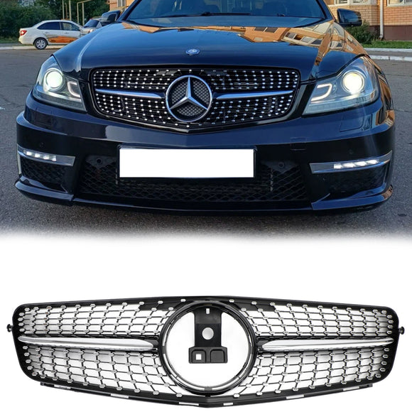 Mercedes Benz 2008-2014 C-klass W204 Främre stötfångargrillbyte Svart kromgrill