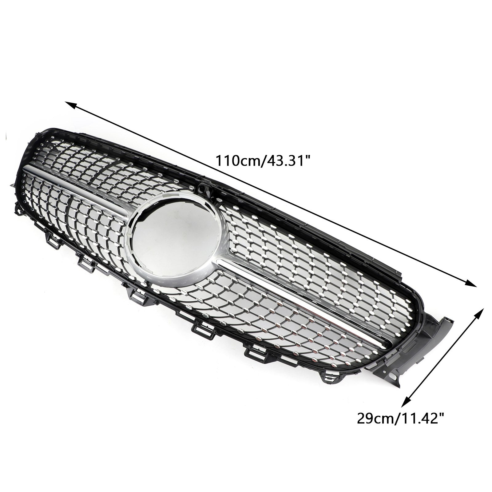 Parrilla delantera con borde plateado en forma de diamante del Mercedes Benz Clase E E400 AMG E43 Sedán 2017-2018