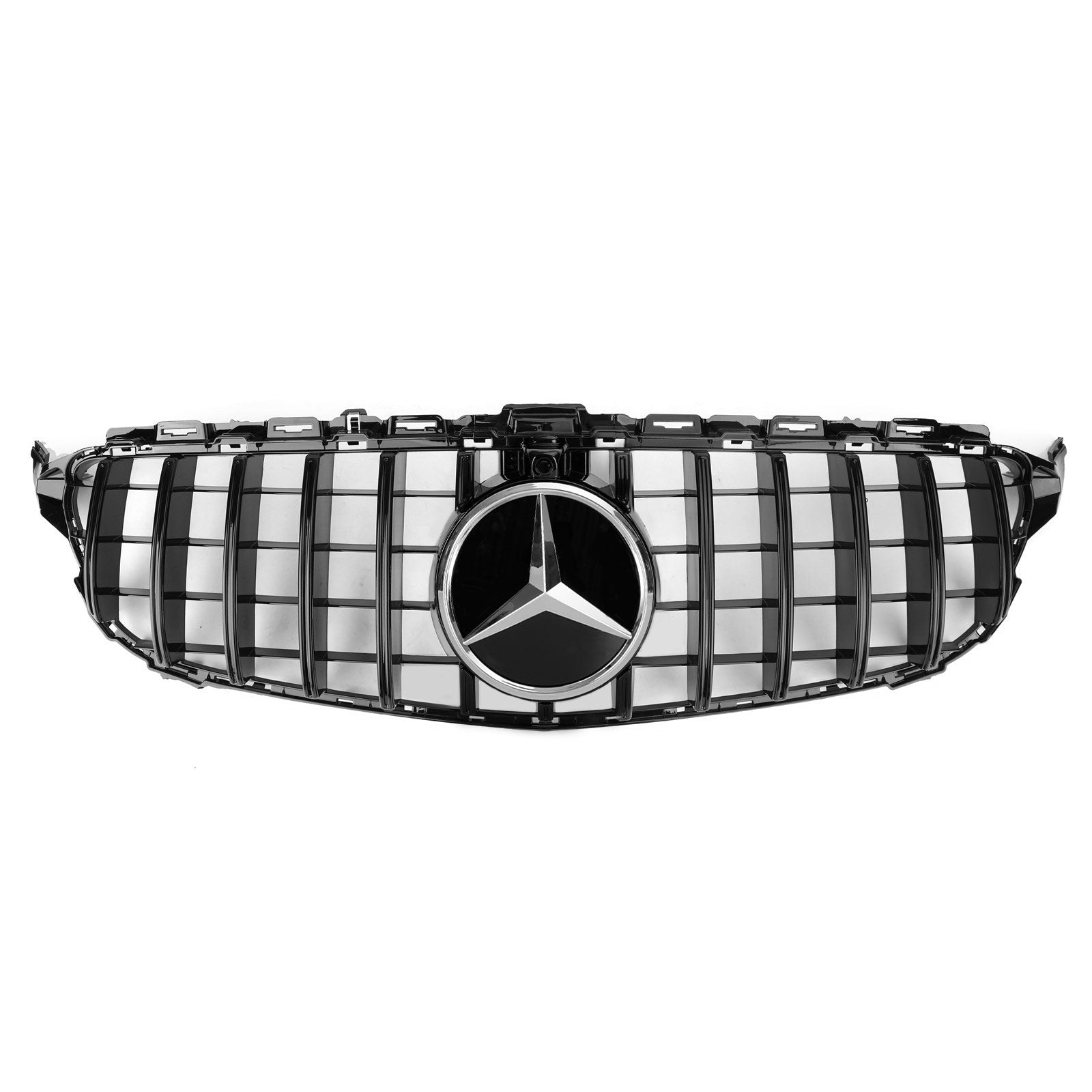 Mercedes Benz C-Class W205 C205 A205 2019 2020 2021 GTR Style Grille Glossy Black Front Bumper Grille W/Camera Hole