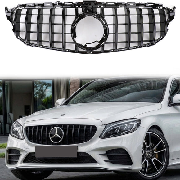 Mercedes-Benz Clase C (2019-2021) W205 Parrilla negra estilo GTR para C205, A205, C200/250/300/200d/C43 con cámara