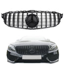 Mercedes Benz Classe C 2015-2018 W205 Grille de pare-chocs avant de remplacement de style GTR pour C205 A205 C200/250/300/350/C43, grille noire-13
