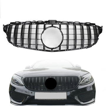 Mercedes Benz C-Class 2015 2016 2017 2018 W205 C205 GT Style Grille Front Bumper Glossy Black Grill