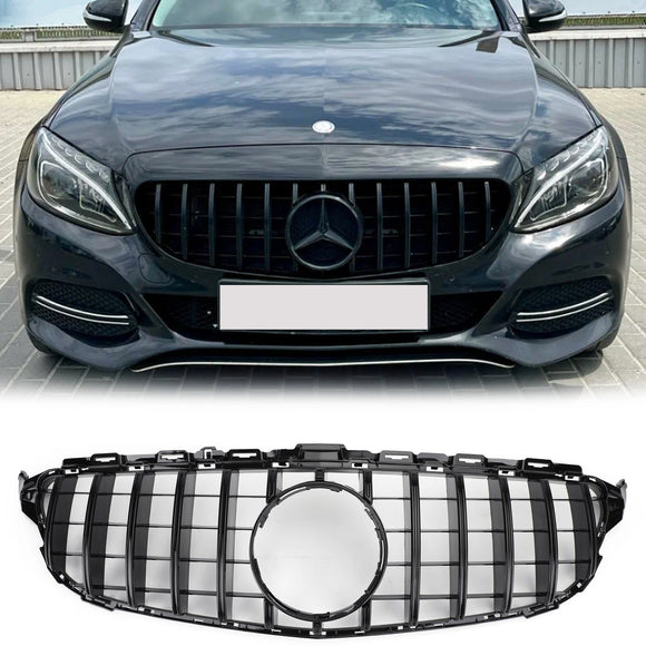 Mercedes Benz Clase C (2015-2018) W205 Parrilla delantera negra diamante para C205, A205, C200, C250, C300 y C350.